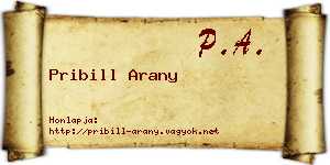 Pribill Arany névjegykártya