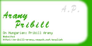 arany pribill business card